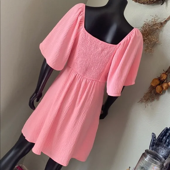 Pink Flutter Sleeve Dress NWTs - Picture 8 of 13